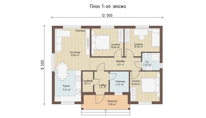 Планировка каркасного дома 97 м²