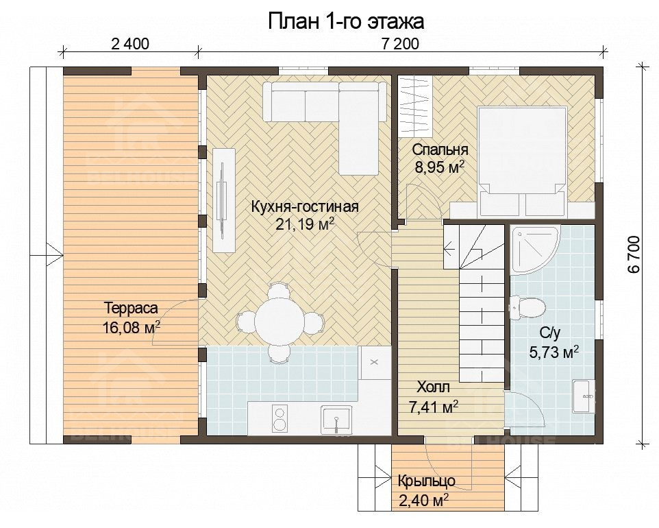 Каркасный барнхаус, проект №284 - планировка
