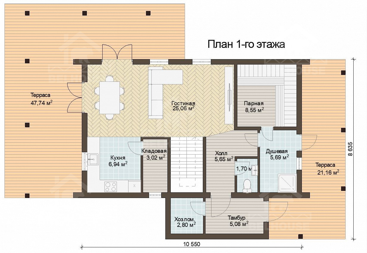 Каркасный дом, проект №330 - планировка